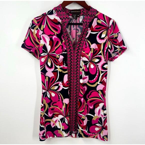 Dana Buchman - XS Womens Pink Short Sleeve Blouse Top Shirt Business Work Summer - Picture 1 of 4